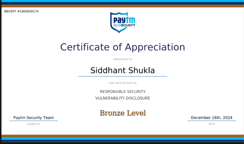 Paytm Bronze Level Certificate